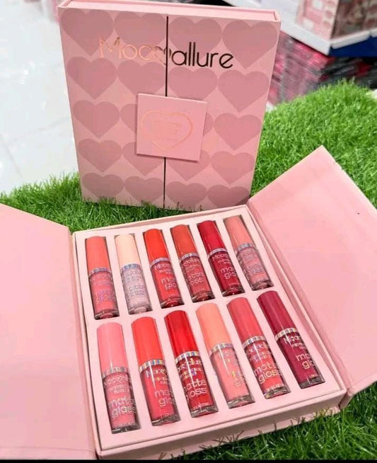 12 Pcs Mocallure High Pigmented Velvet Lip Gloss Set