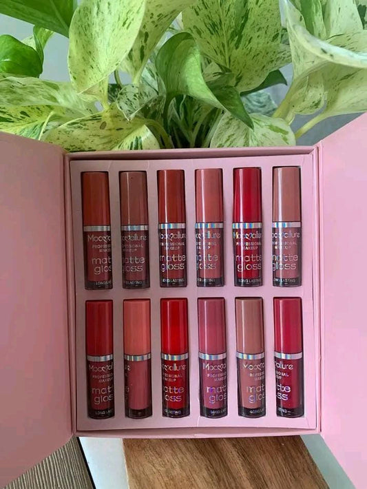 12 Pcs Mocallure High Pigmented Velvet Lip Gloss Set