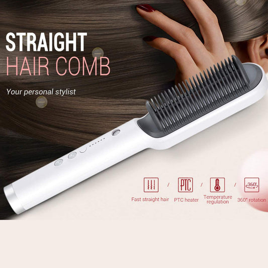 Hair Straightener Brush – Fast Heating, Smooth Styling,