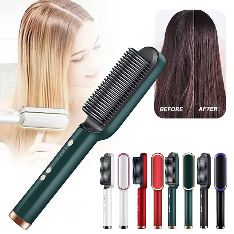 Hair Straightener Brush – Fast Heating, Smooth Styling,