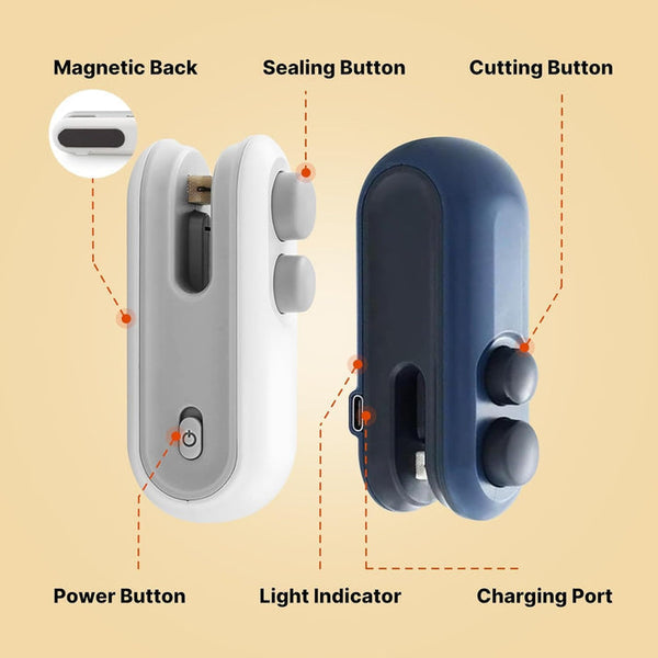 Mini Heat Sealing Machine 2-in-1 Cutter & Sealer | USB Rechargeable