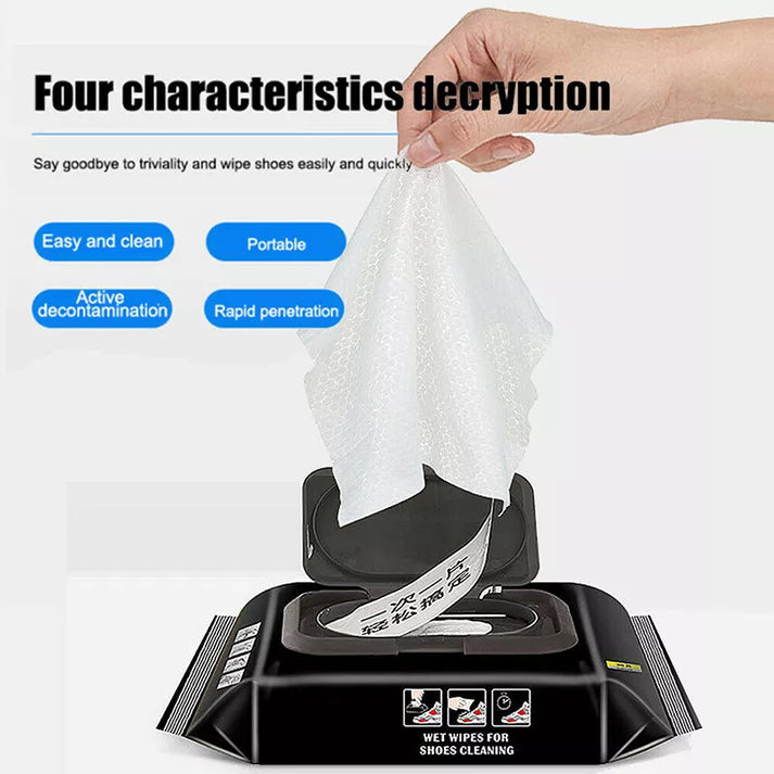 Disposable Shoe Cleaning Wipes | Quick Shine Clean Wet Wipes (50 Wipes In 1 Packet)